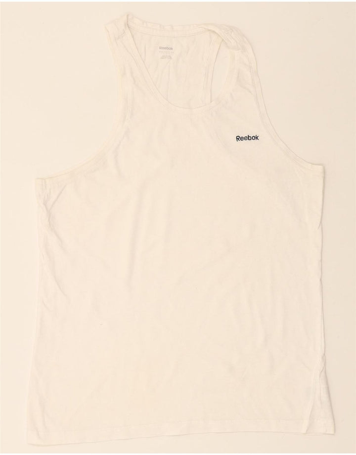 REEBOK Mens Vest Top Large White Cotton Vintage Reebok and Second-Hand Reebok from Messina Hembry 