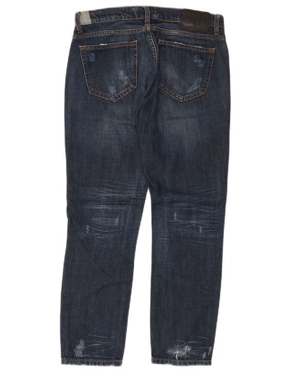 Zara Womens Distressed Slim Jeans EU 34 2XS W24 L27 Blue Cotton
