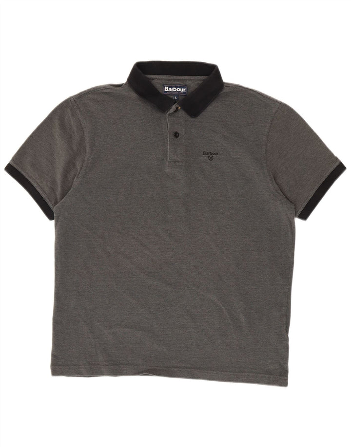 Ανδρικό μπλουζάκι πόλο Barbour XL Γκρι βαμβακερό