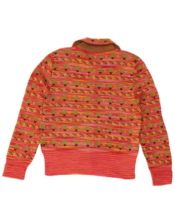 ZARA Γυναικεία 3/4 μανίκια Bolero Jumper UK 14 Μεγάλη κόκκινη φλοράλ βισκόζη