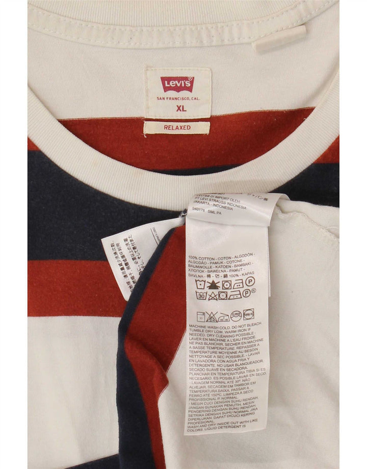 Ανδρικό T-Shirt Levi's Relaxed Top XL Λευκό ριγέ βαμβακερό