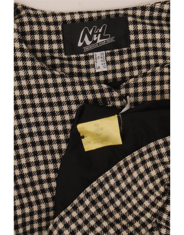 Vintage γυναικείο μπουφάν Bolero UK 12 Μεσαίο μαύρο μαλλί Houndstooth