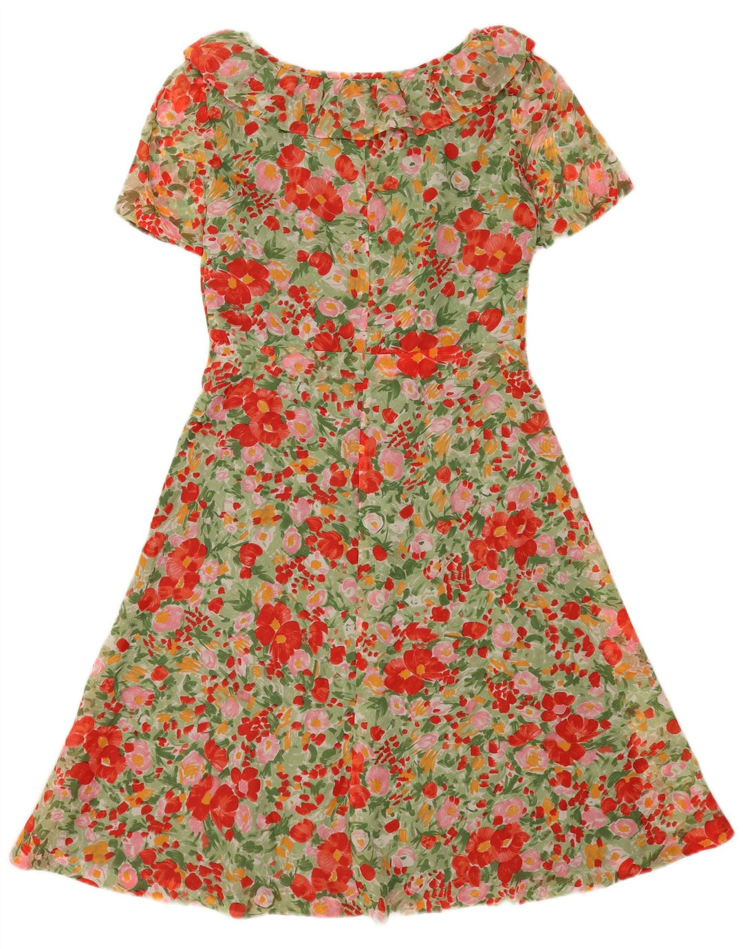 Vintage γυναικείο φόρεμα A-Line UK 12 Medium πολύχρωμο Floral Polyamide