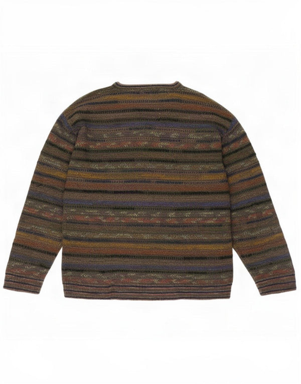 Fiume Mens V-Neck Jumper Sweater Medium Multicoloured Striped Acrylic