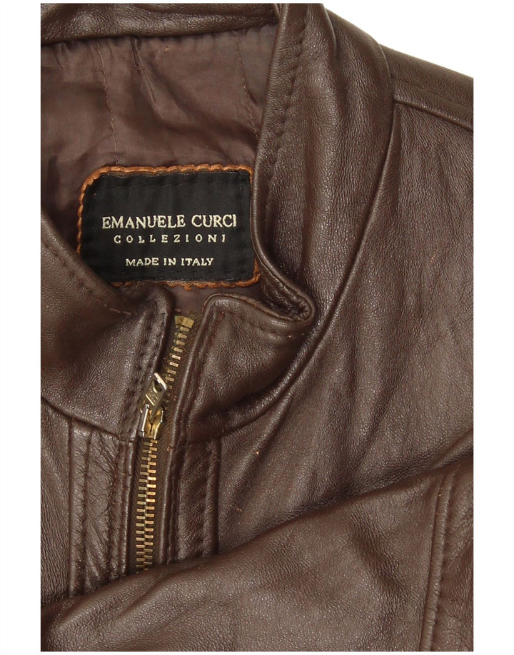 Emanuele Curci Ανδρικό Bomber Δερμάτινο Μπουφάν UK 40 Large Brown