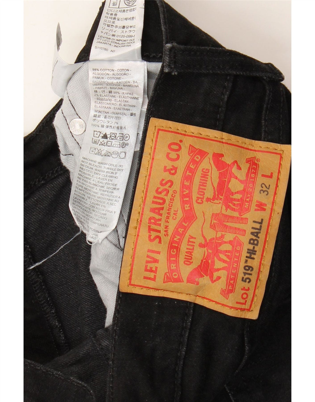 Levi's Mens 519 Skinny Jeans W32 L29 Μαύρο βαμβακερό