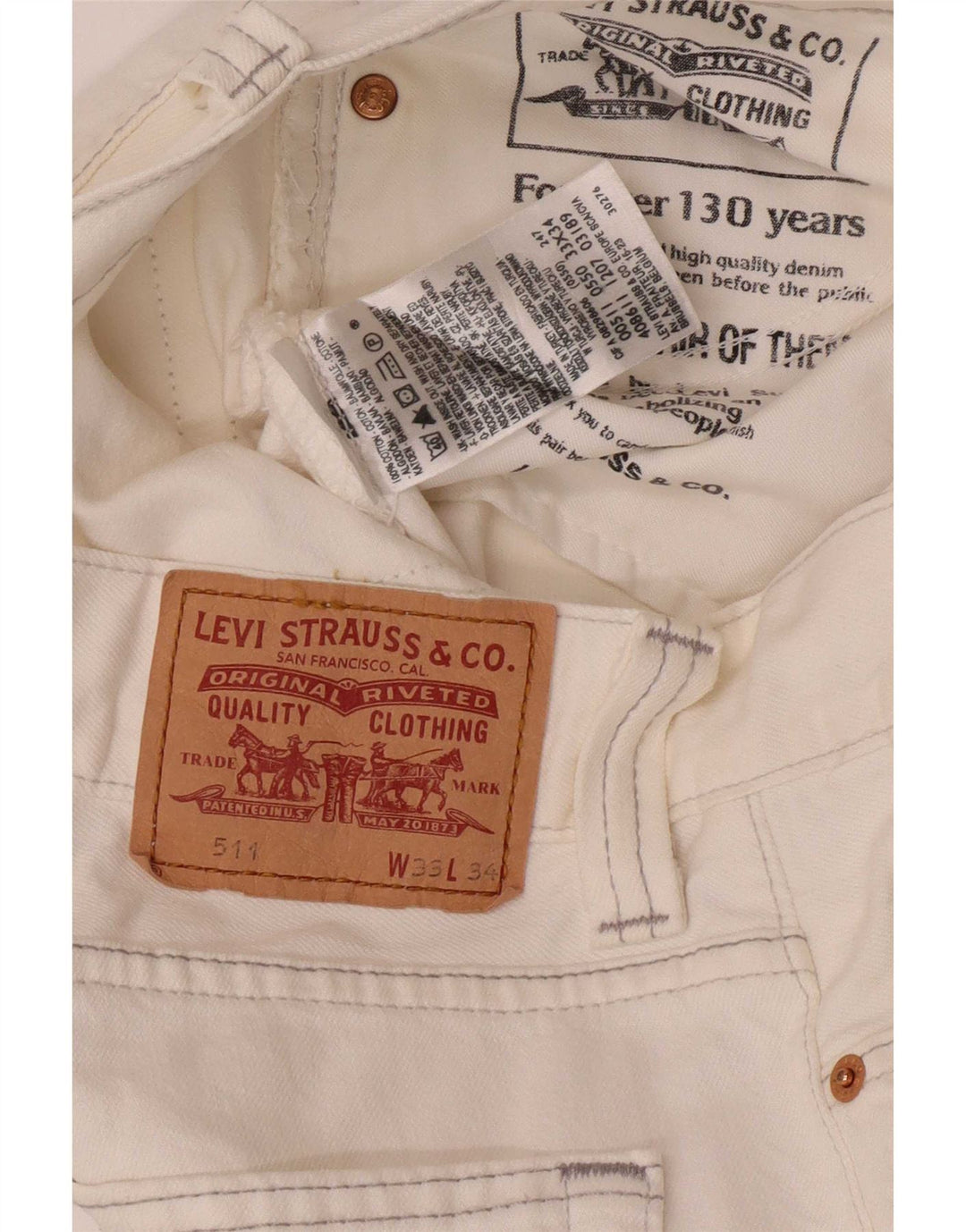Levi's Womens 511 Slim Jeans W33 L34 Λευκό βαμβακερό