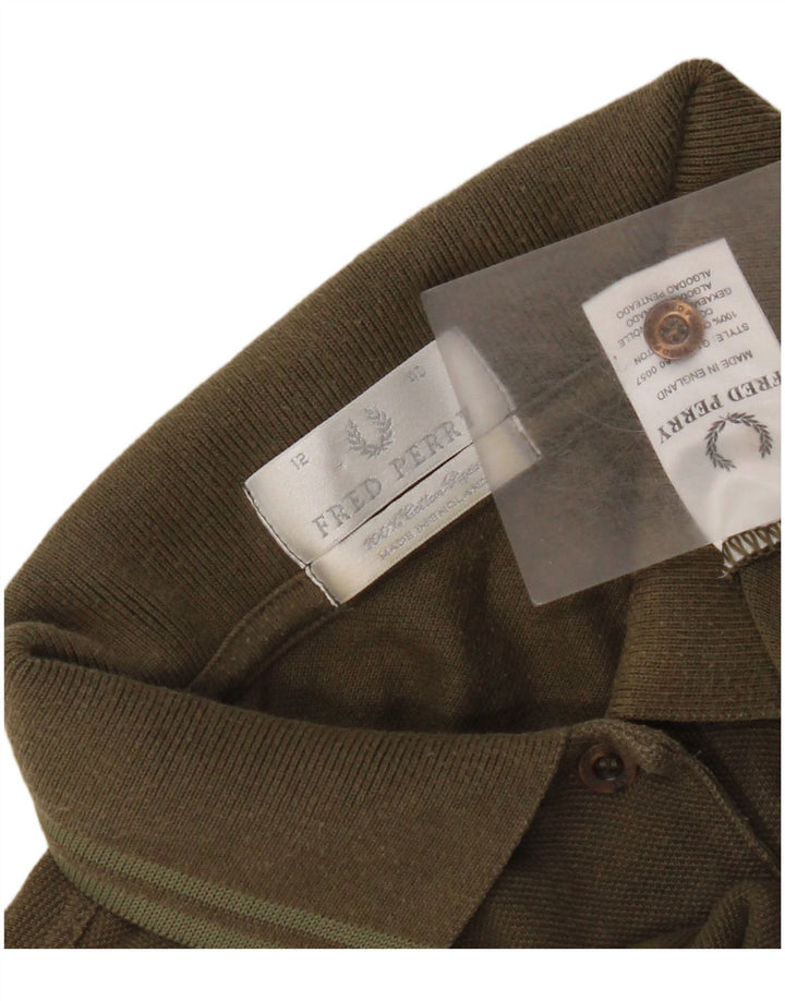 Fred Perry γυναικείο μπλουζάκι πόλο UK 12 μεσαίο χακί βαμβακερό