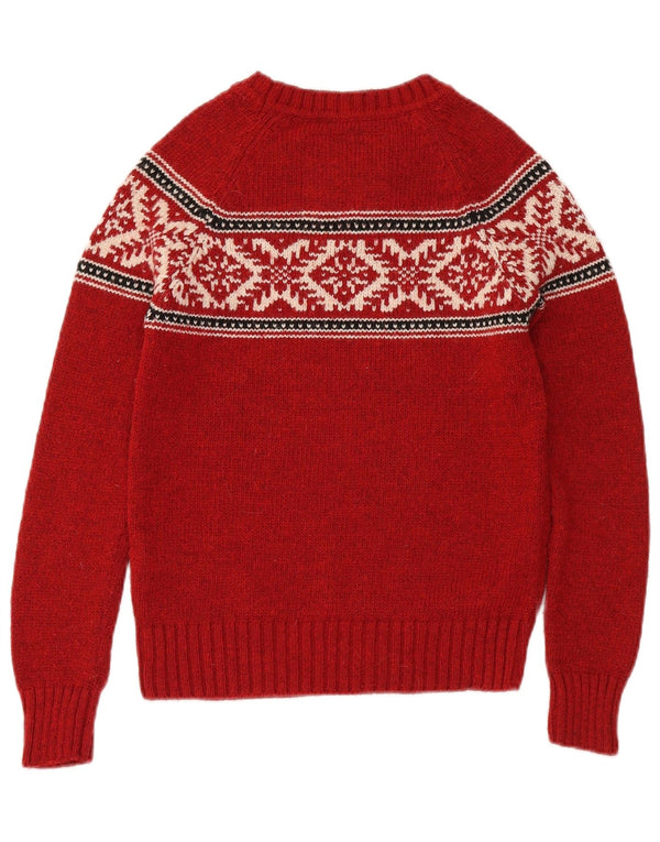 Superdry γυναικείο πουλόβερ με λαιμόκαυμα UK 10 Small Red Fair Isle Acrylic