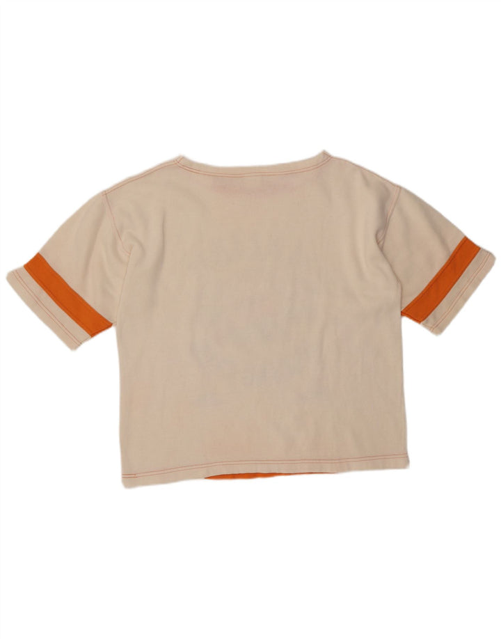 VINTAGE Γυναικείο T-Shirt Malibu Graphic Top UK 14 Medium Off White