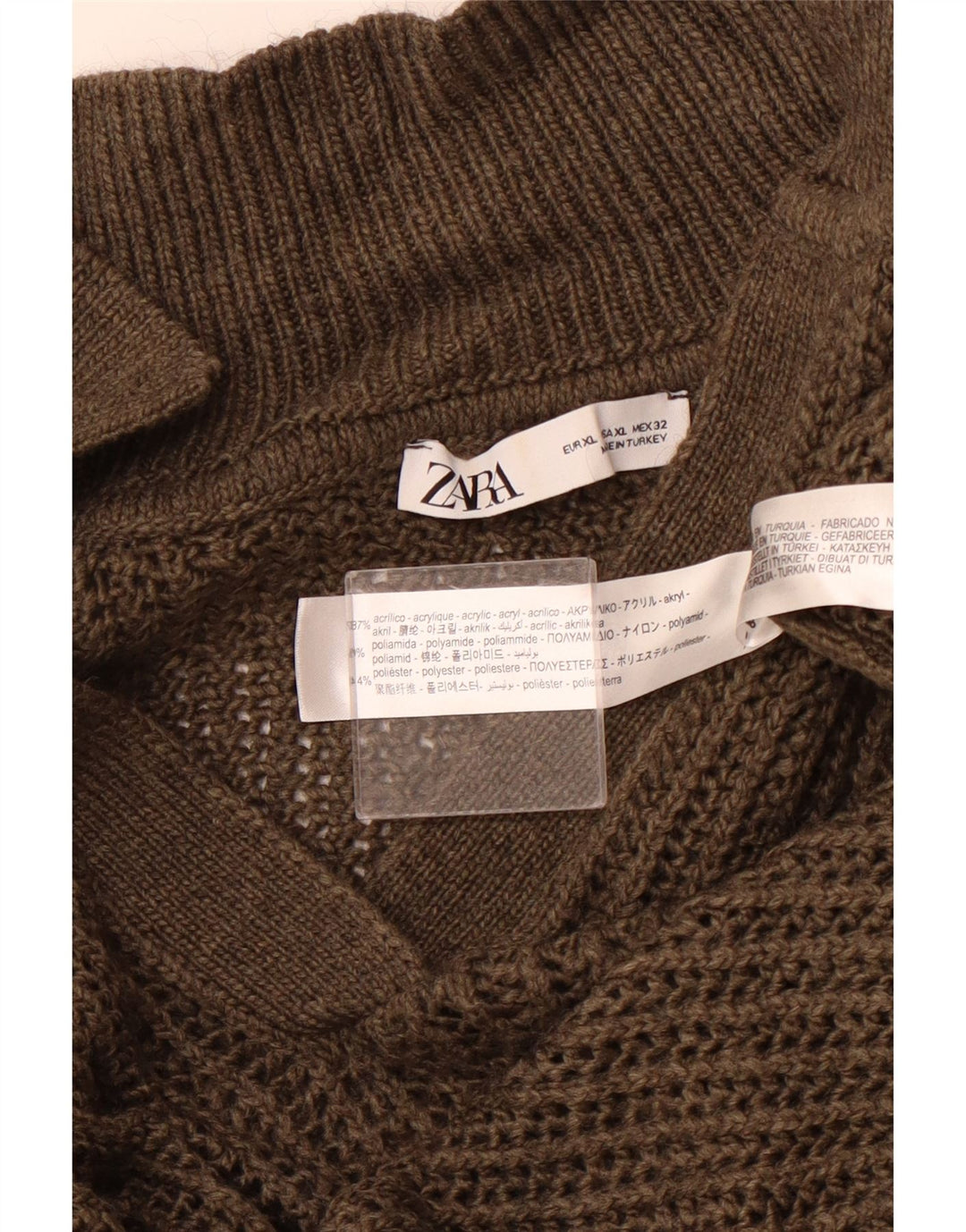 ZARA Γυναικείο πουλόβερ Polo Neck Jumper UK 18 XL Καφέ Ακρυλικό