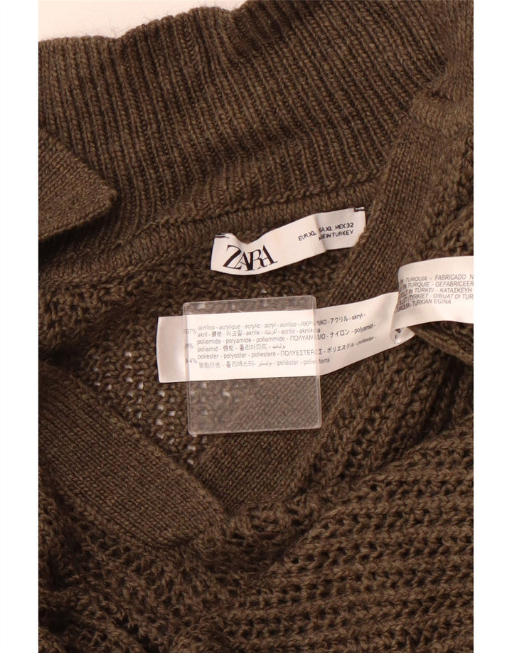 ZARA Γυναικείο πουλόβερ Polo Neck Jumper UK 18 XL Καφέ Ακρυλικό