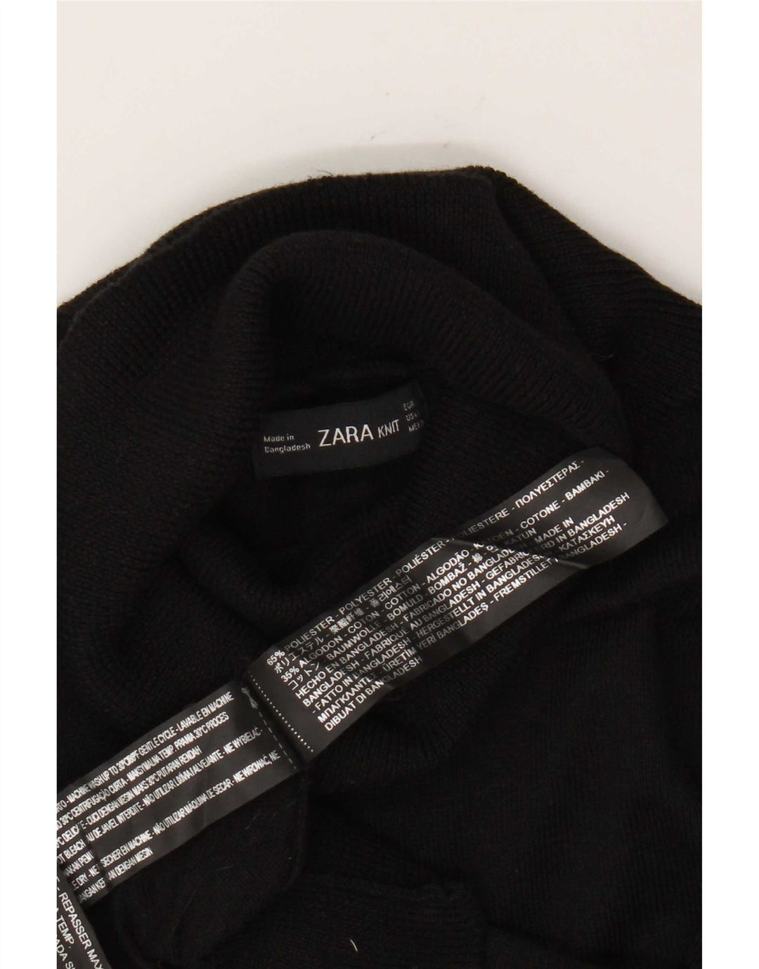 Zara Γυναικείο πουλόβερ με ρολό λαιμόκοψη UK 10 Small Black Polyester