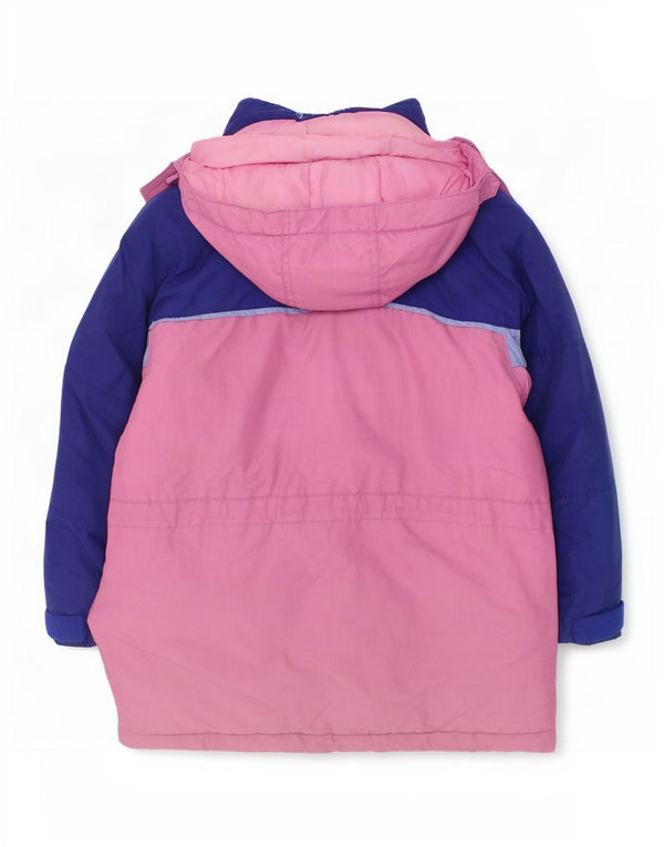 Columbia Girls Hooded Ski Jacket 5-6 Years Small Pink Colourblock