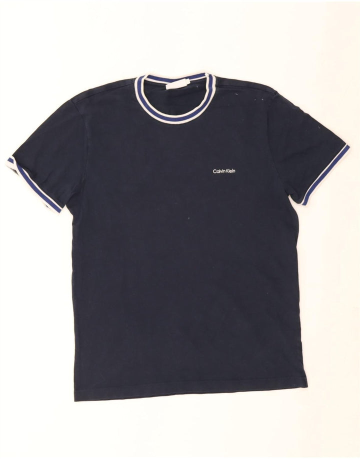 Calvin Klein Ανδρικό T-Shirt Top Large Navy Blue ριγέ