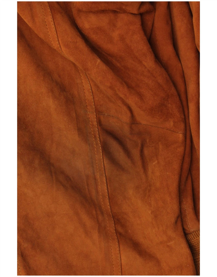 Vintage Ανδρικό Suede Bomber Jacket IT 52 XL Καφέ Δερμάτινο