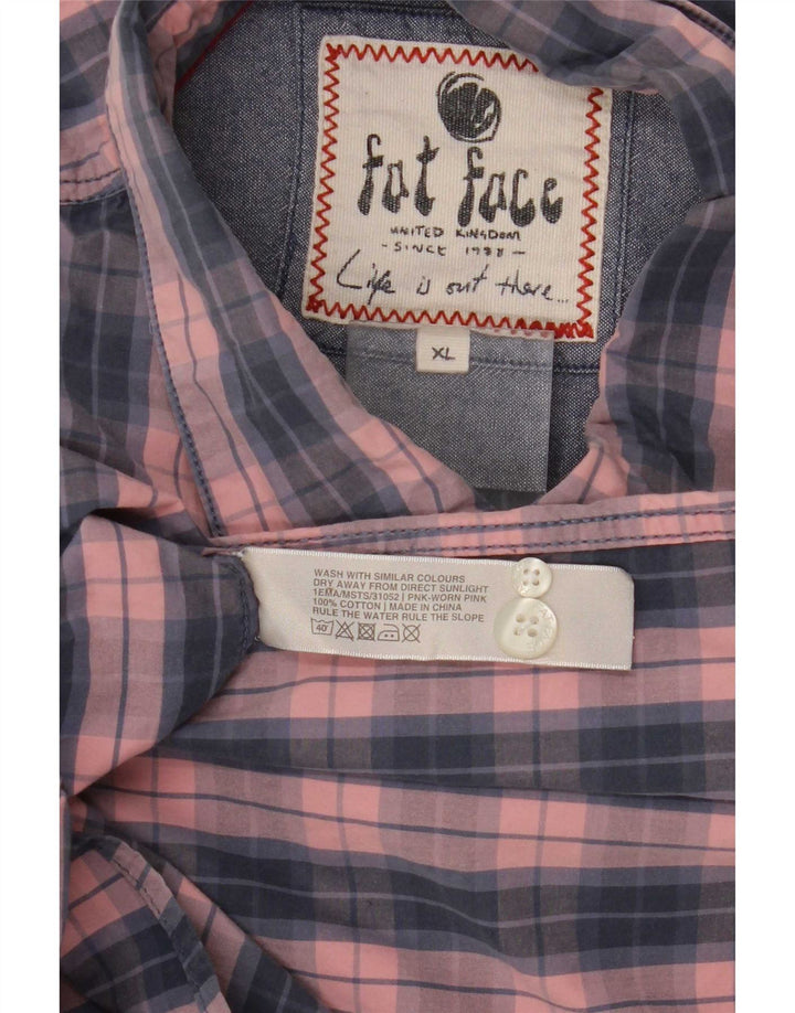 Fat Face Ανδρικό πουκάμισο Regular Fit XL Ροζ καρό βαμβακερό