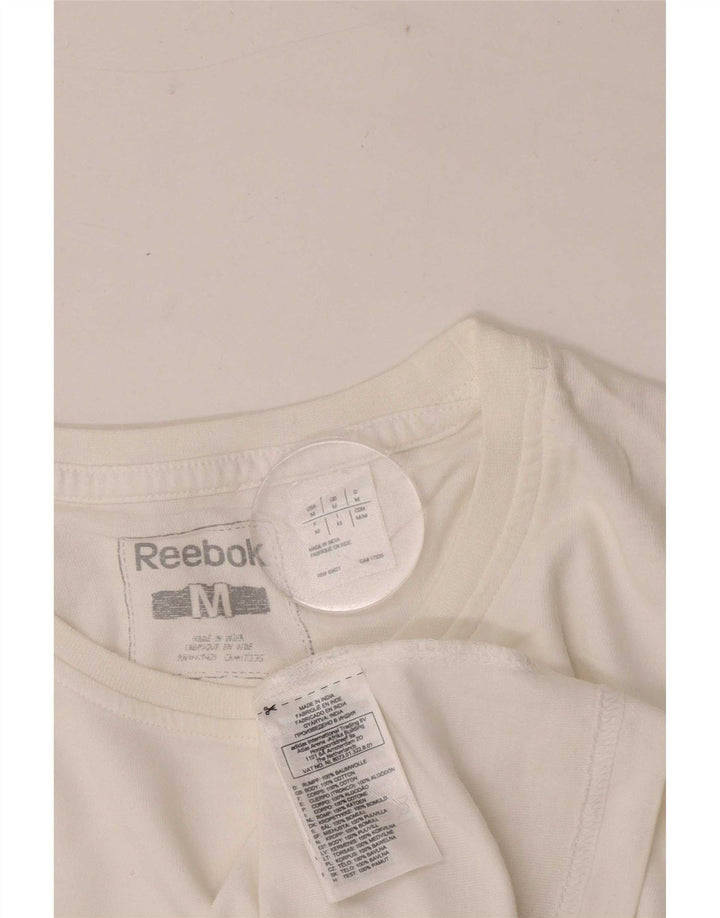 Ανδρικό γραφικό T-Shirt Reebok Top από μεσαίο λευκό βαμβακερό