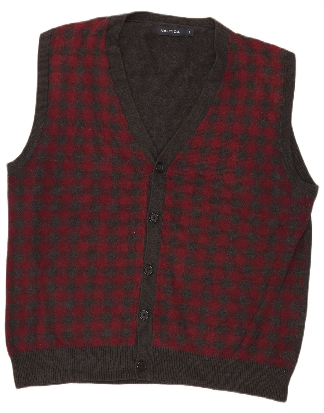 Ανδρικό Αμάνικο Ζακέτα Nautica Μεγάλο Γκρι βαμβακερό Gingham