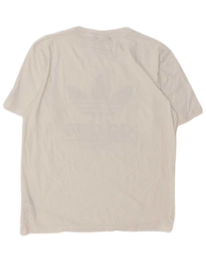 Ανδρικό γραφικό T-Shirt Adidas Top από μεσαίο λευκό βαμβακερό