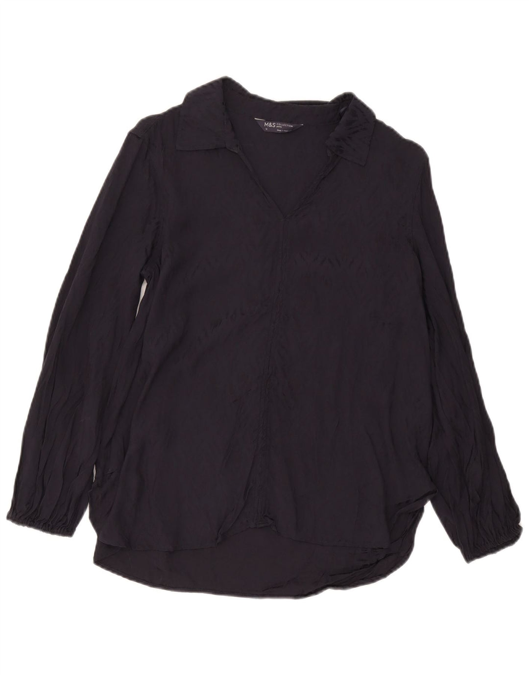 Marks & Spencer Γυναικείο πουλόβερ πουκάμισο UK 12 Medium Navy Blue Viscose