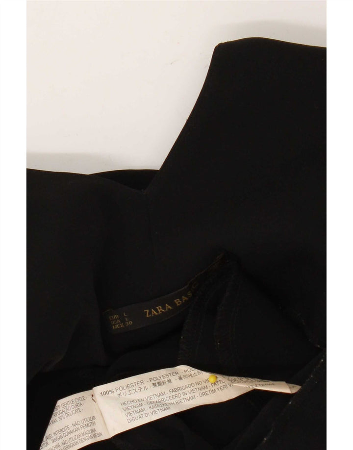 Zara Γυναικείο Αμάνικο Playsuit UK 14 Large μαύρο πολυεστέρα