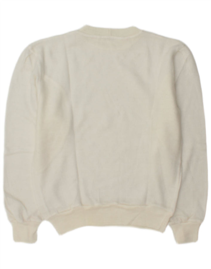 Vintage Womens Crew Neck Jumper Sweater UK 14 Medium White