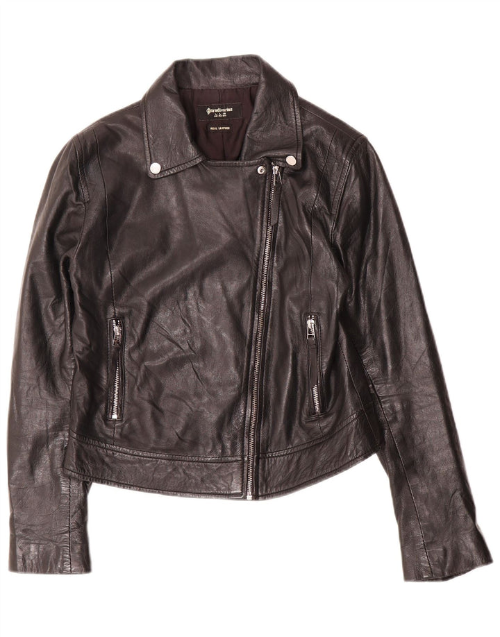 Stradivarius Γυναικείο Δερμάτινο Μπουφάν UK 14 Large Μαύρο Δερμάτινο