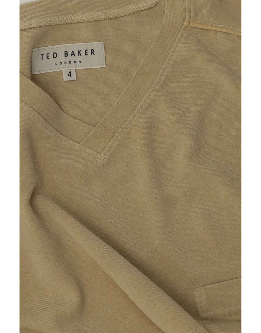 Ανδρικό T-Shirt Ted Baker Top Size 4 Large Χακί Βαμβακερό