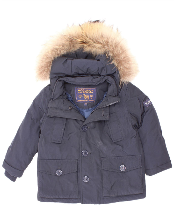 Μπουφάν Woolrich Baby Boys με κουκούλα με επένδυση 12-18 μηνών Navy Blue Polyester
