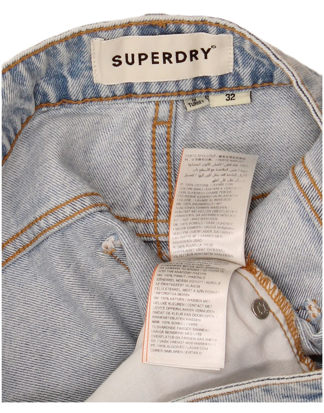 Γυναικείο τζιν σορτς Superdry W32 μεγάλο μπλε βαμβακερό