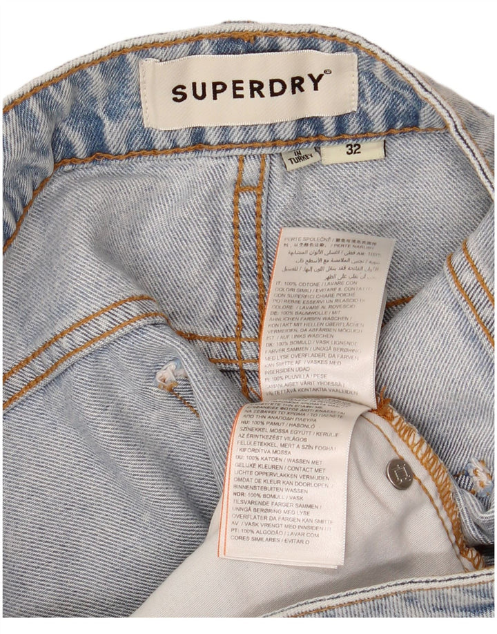 Γυναικείο τζιν σορτς Superdry W32 μεγάλο μπλε βαμβακερό