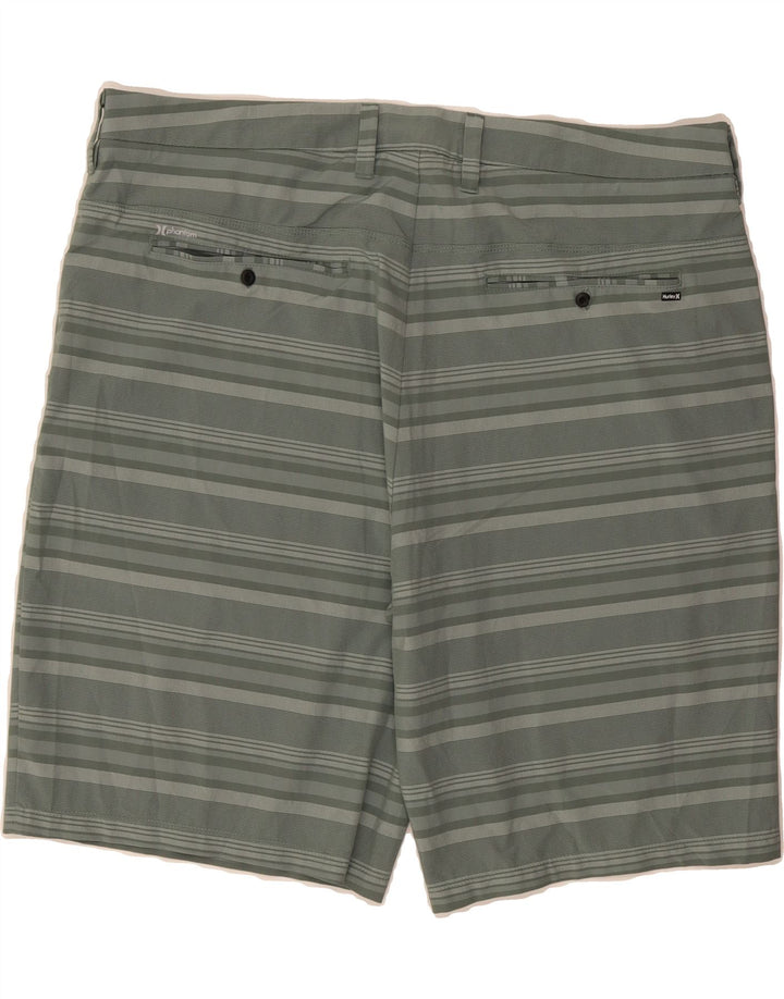 HURLEY Mens Chino Shorts W38 XL Green Striped Polyester Vintage Hurley and Second-Hand Hurley from Messina Hembry 