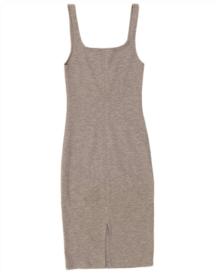 Zara Γυναικείο Αμάνικο Bodycon Φόρεμα UK 8 Small Grey Polyester