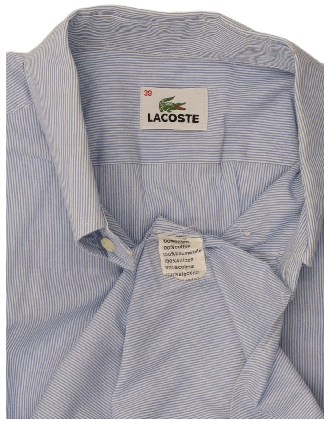 Ανδρικό κοντομάνικο πουκάμισο Lacoste Μέγεθος 39 Βαμβακερό μεσαίο μπλε ρίγες