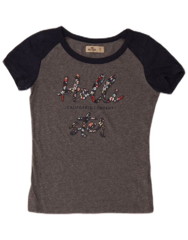 Γυναικείο γραφικό μπλουζάκι HOLLISTER Top UK 6 XS Γκρι βαμβακερό χρώμα