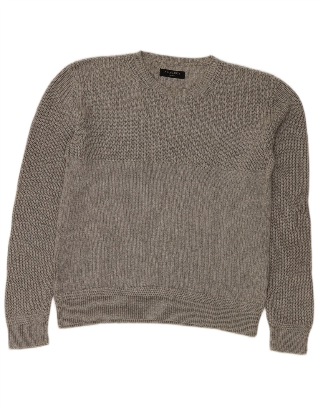 Ανδρικό πουλόβερ All Saints Crew Neck Jumper Μεσαίο γκρι βαμβακερό
