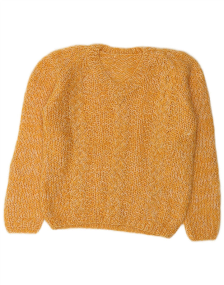 Vintage γυναικείο πουλόβερ με λαιμόκοψη UK 14 Medium Yellow