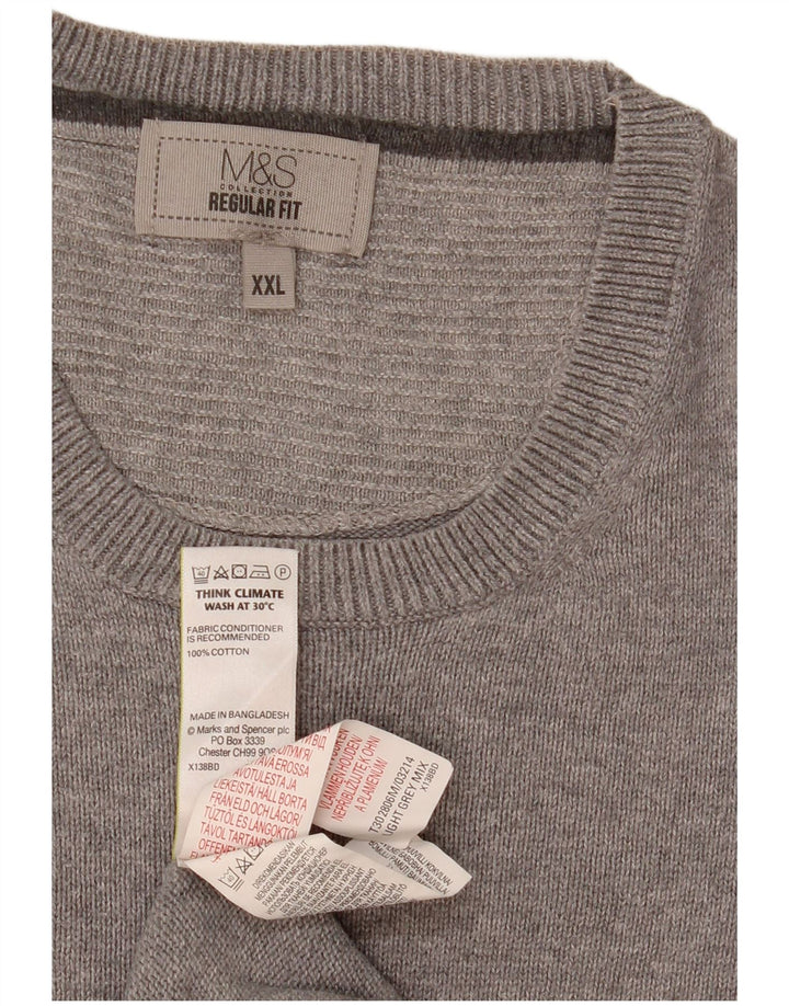 Ανδρικό πουλόβερ Marks & Spencer Regular Fit Crew Neck Jumper 2XL γκρι βαμβακερό