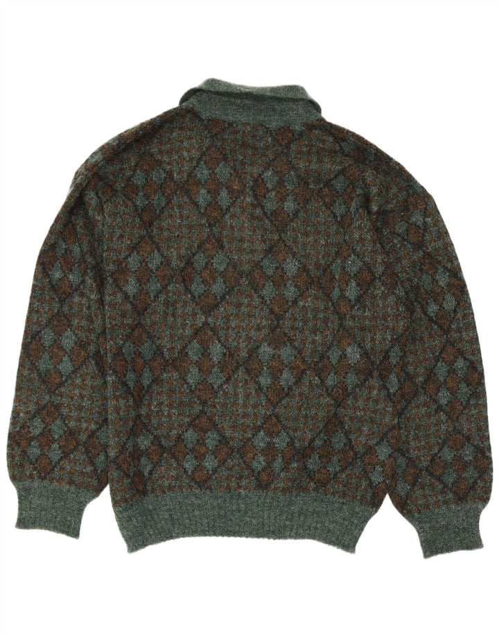 Suspense Ανδρικό πουλόβερ με λαιμόκοψη IT 50 Medium Green Argyle/Diamond