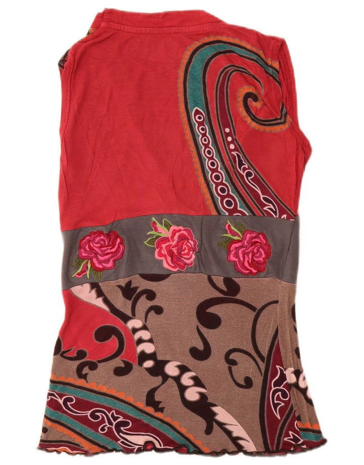 DESIGUAL Γυναικεία Αμάνικη Μπλούζα Τοπ UK 8 Μικρά πολύχρωμα φλοράλ