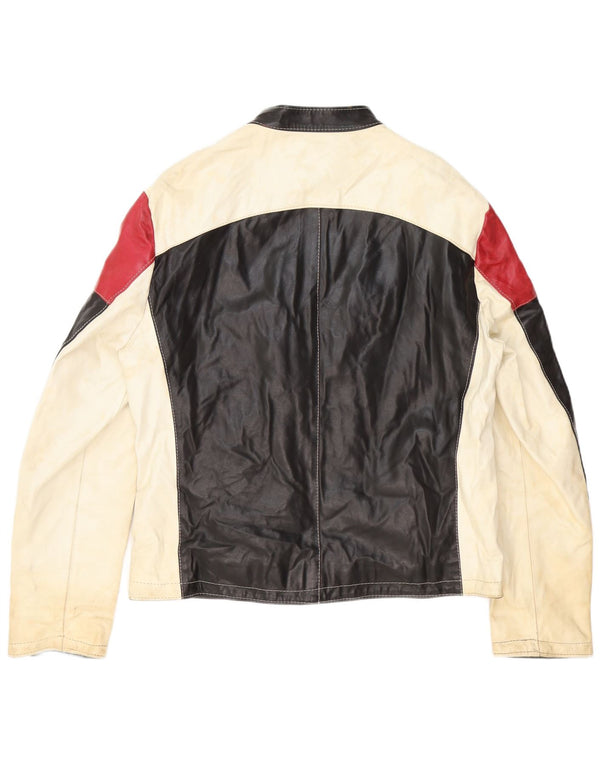 Vintage Ανδρικό Δερμάτινο Μπουφάν Racer UK 42 XL Μαύρο Colourblock