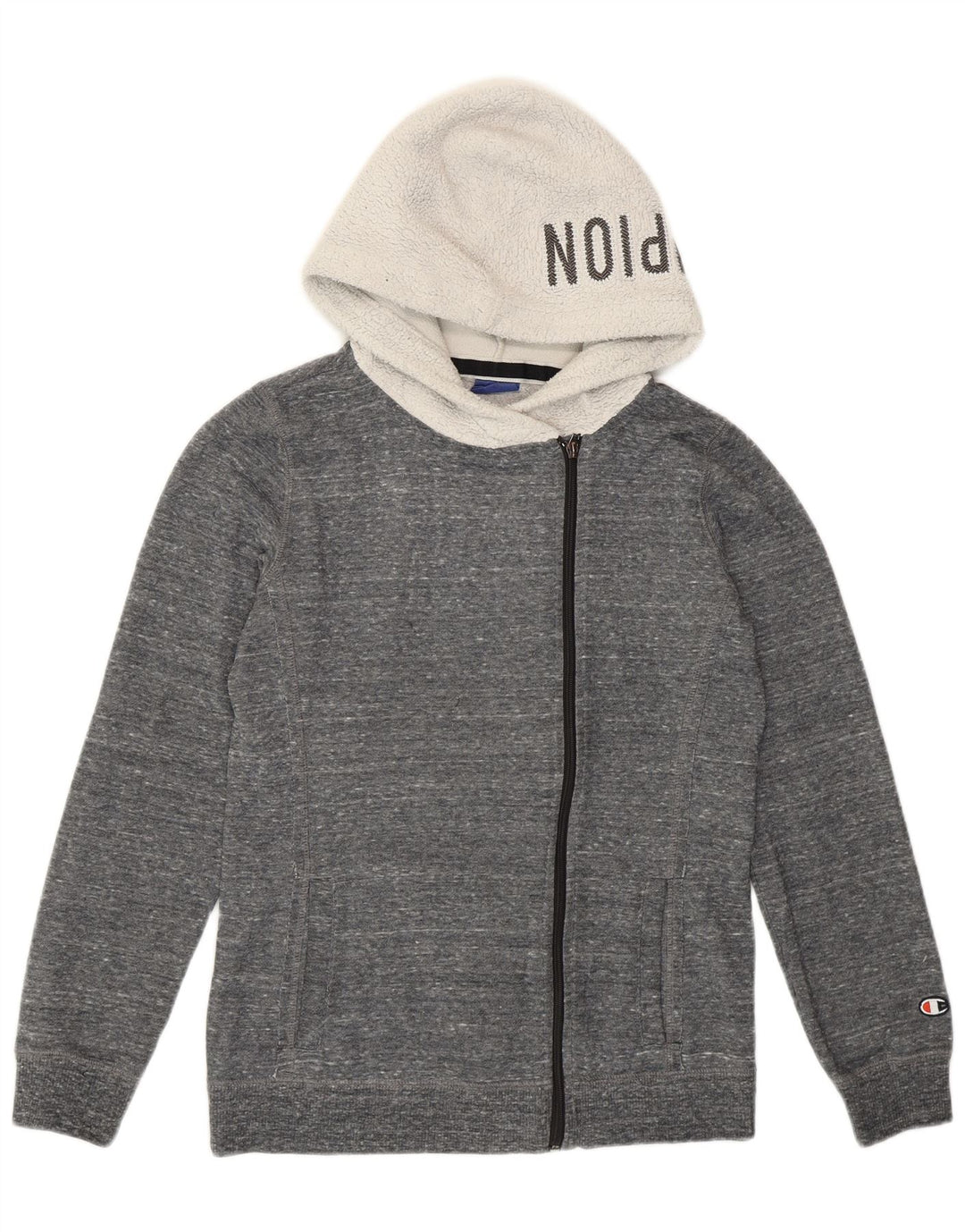 Champion γυναικείο πουλόβερ με κουκούλα με φερμουάρ UK 12 μεσαίου γκρι πολυεστέρας