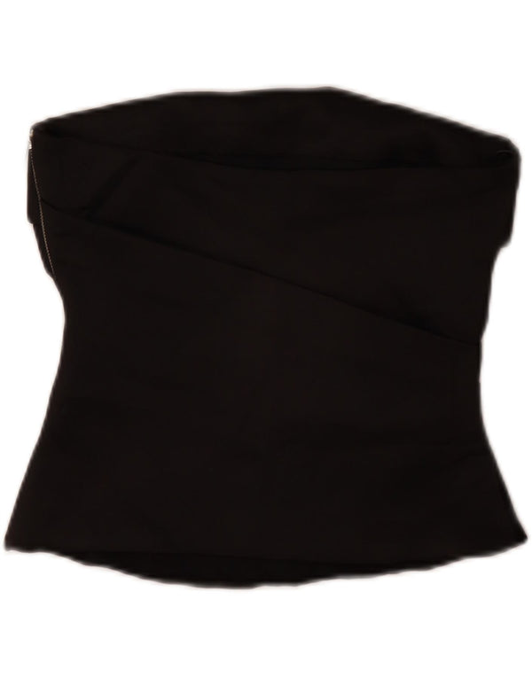 Zara Womens Crop Strapless Top 10 Small Black Polyester