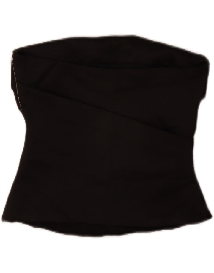Zara Womens Crop Strapless Top 10 Small Black Polyester