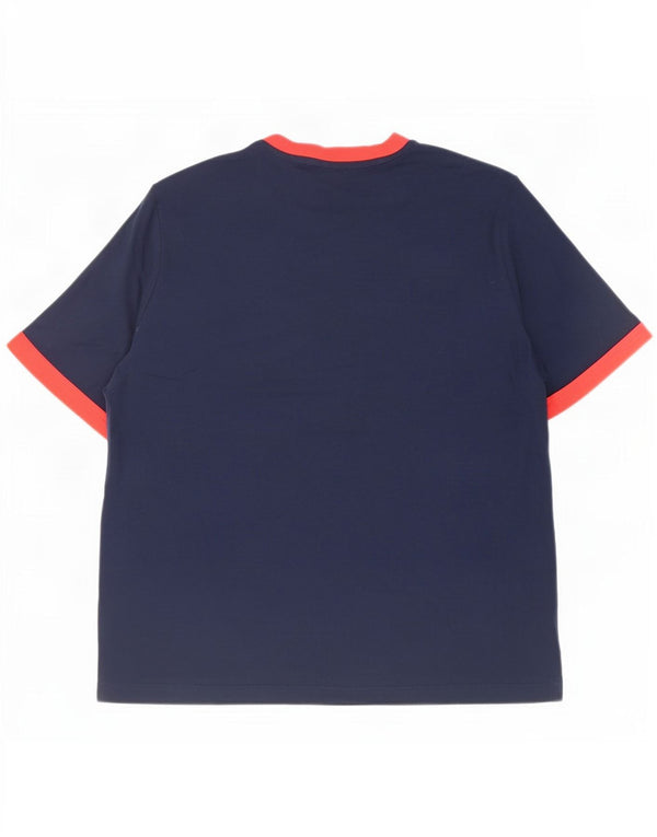 Ανδρικό γραφικό T-Shirt Reebok Top Large Navy Blue Colorblock Βαμβακερό