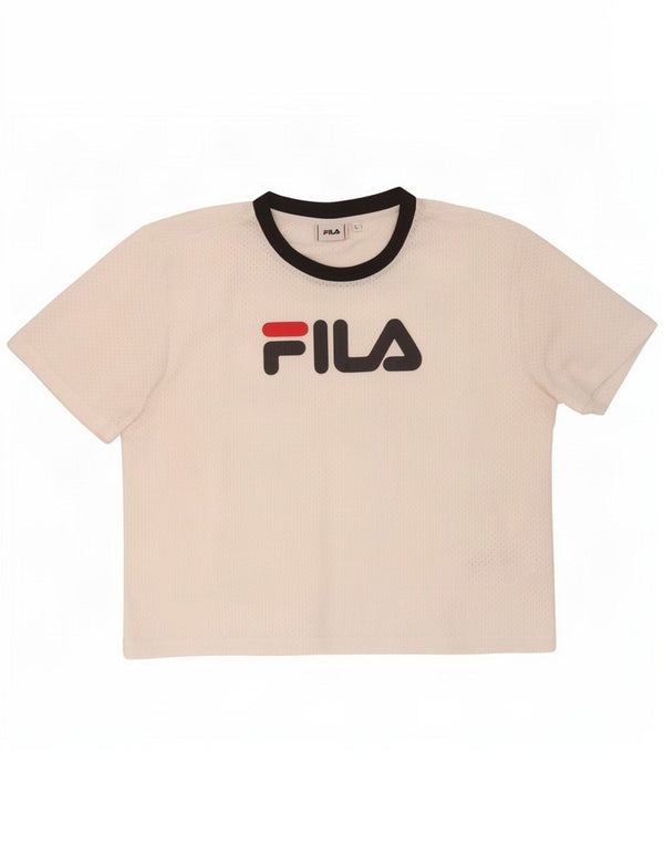 Fila Γυναικείο γραφικό T-Shirt Top UK 16 Large White Polyester
