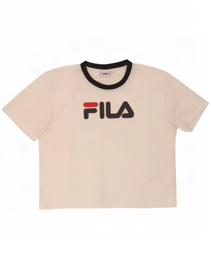 Fila Γυναικείο γραφικό T-Shirt Top UK 16 Large White Polyester