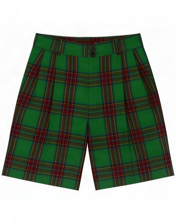 Henry Cottons Womens High Waist Casual Shorts IT 40 Small W26 Green Plaid