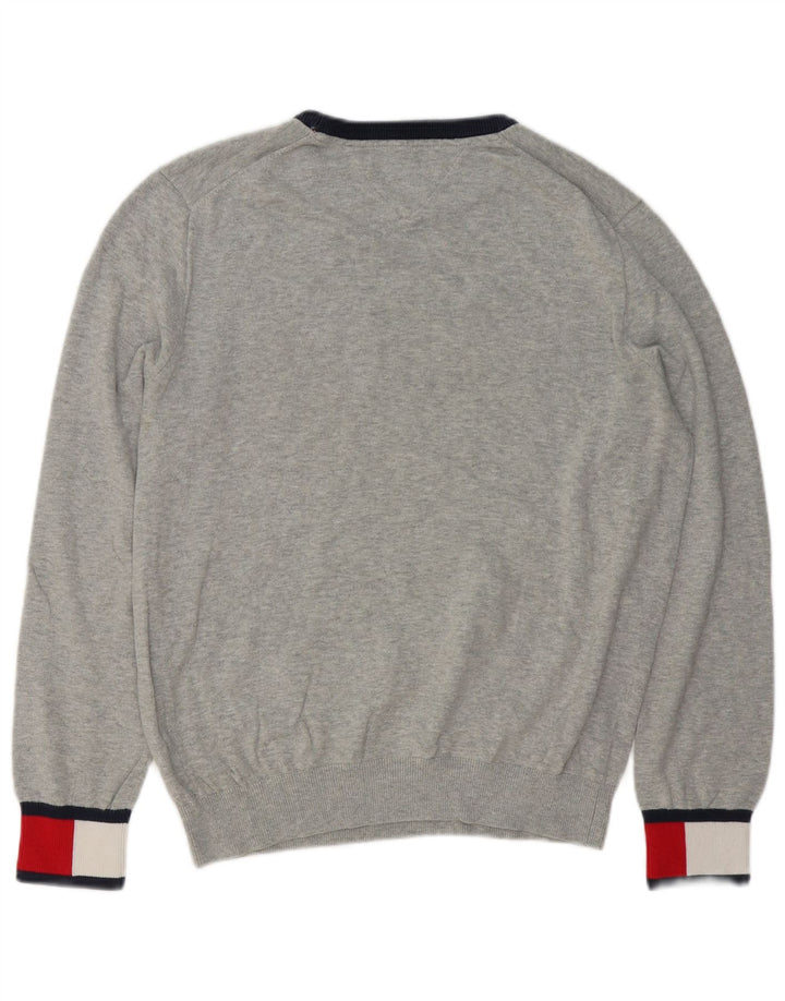 TOMMY HILFIGER Ανδρικό πουλόβερ με λαιμόκοψη μεσαίου γκρι χρώματος